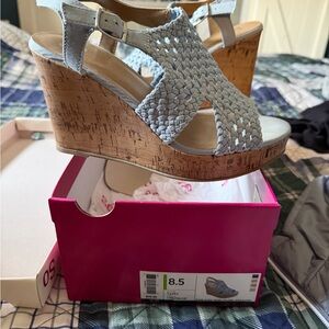 SO Light Blue Woven Wedges